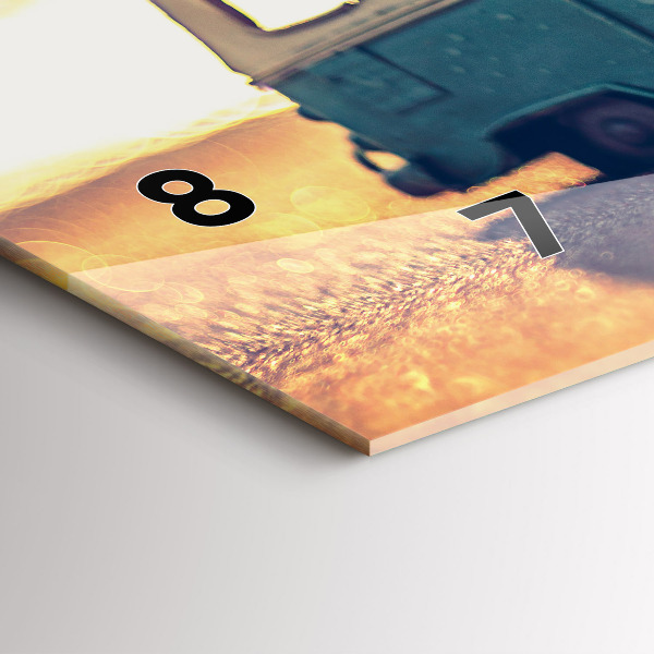 Ceas orizontale de perete din sticlă Rulotă pe plajă