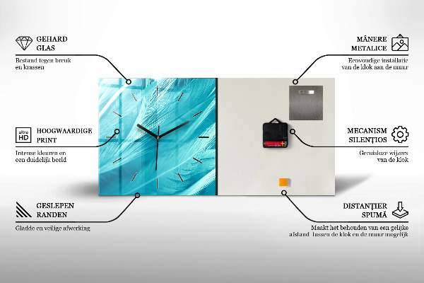 Ceas orizontale de perete din sticlă Imaginația copiilor