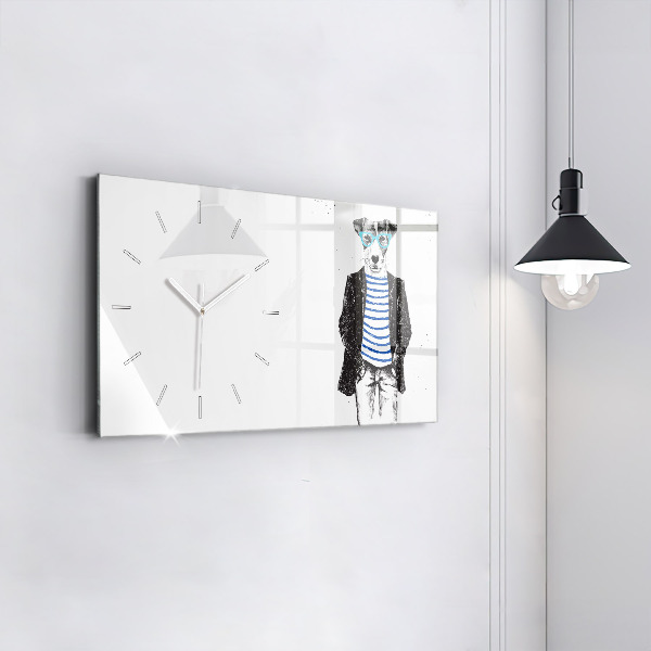 Ceas orizontale de perete din sticlă Un câine într-un corp uman