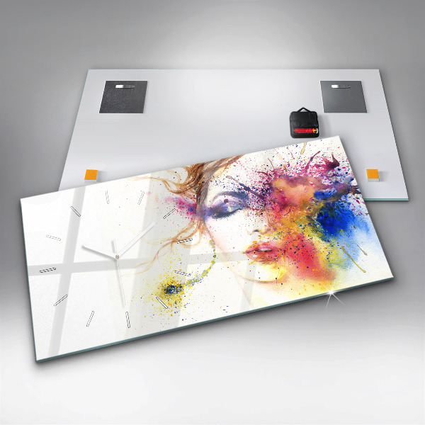 Ceas orizontale de perete din sticlă Portretul unei femei misterioase