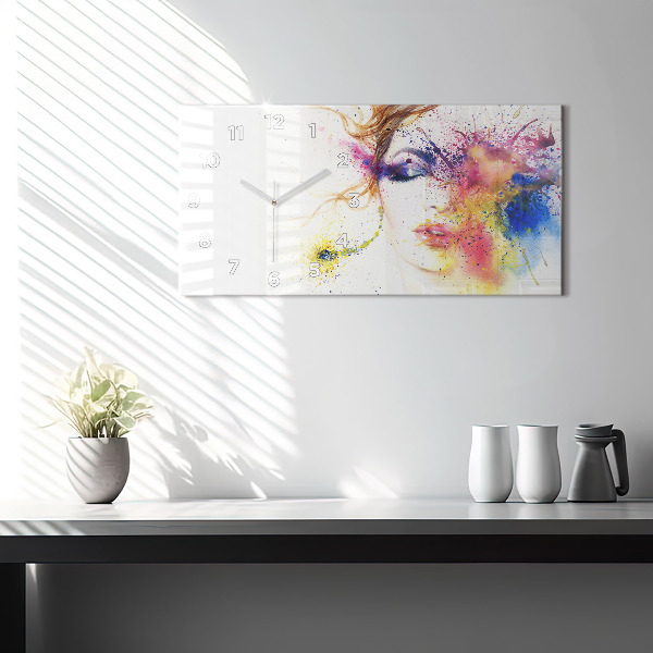 Ceas orizontale de perete din sticlă Portretul unei femei misterioase
