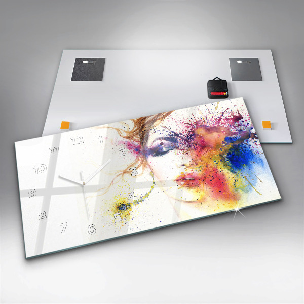 Ceas orizontale de perete din sticlă Portretul unei femei misterioase