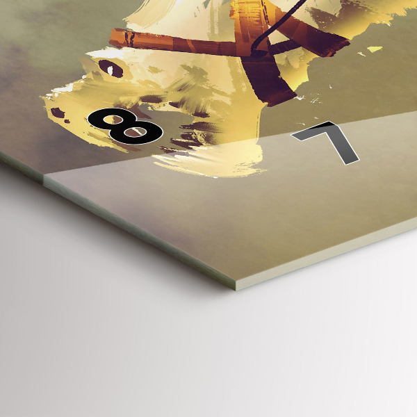 Ceas orizontale de perete din sticlă Ilustrație Dragon Rider