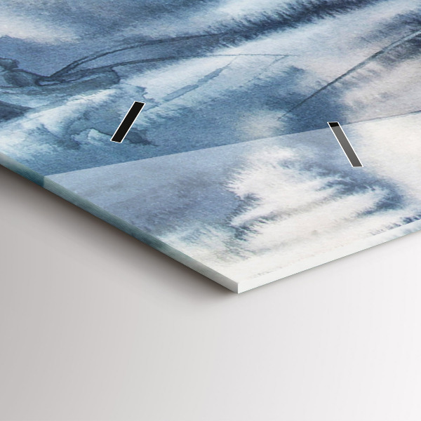 Ceas orizontale de perete din sticlă Lacul de iarnă Łódka