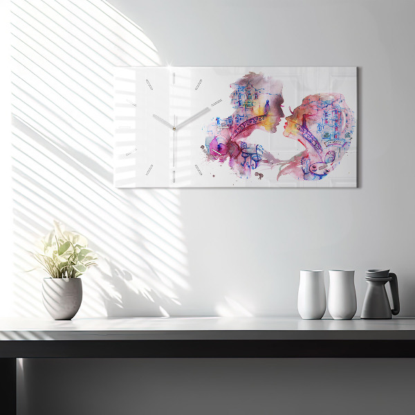 Ceas orizontale de perete din sticlă Două Corpuri Un Suflet