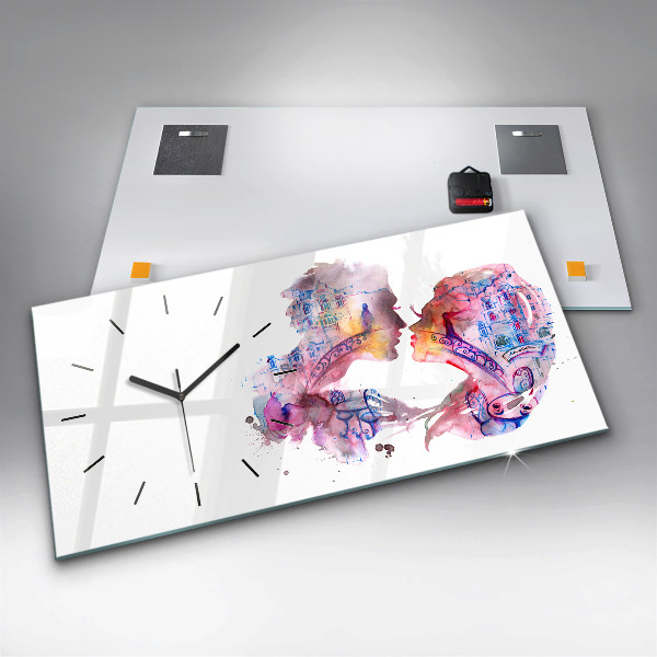 Ceas orizontale de perete din sticlă Două Corpuri Un Suflet