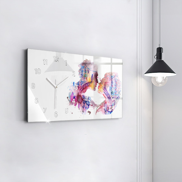 Ceas orizontale de perete din sticlă Două Corpuri Un Suflet