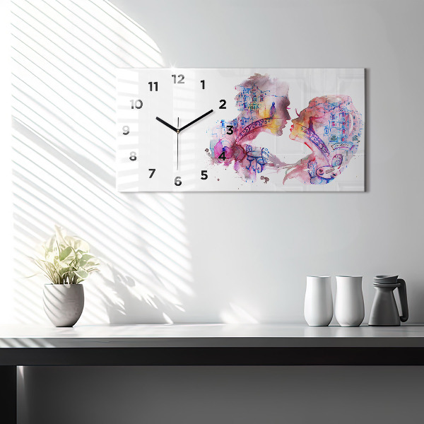 Ceas orizontale de perete din sticlă Două Corpuri Un Suflet