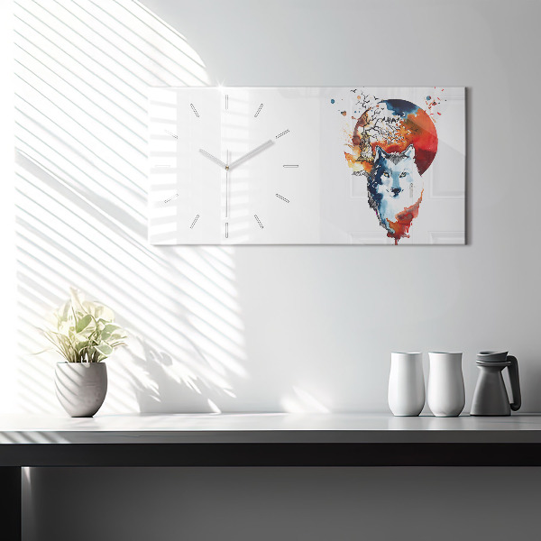 Ceas orizontale de perete din sticlă Vârcolac Lună Plină și Luna