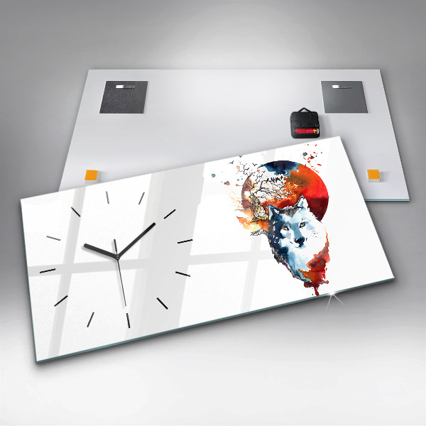 Ceas orizontale de perete din sticlă Vârcolac Lună Plină și Luna