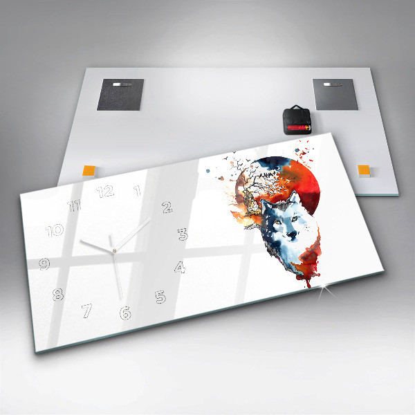 Ceas orizontale de perete din sticlă Vârcolac Lună Plină și Luna