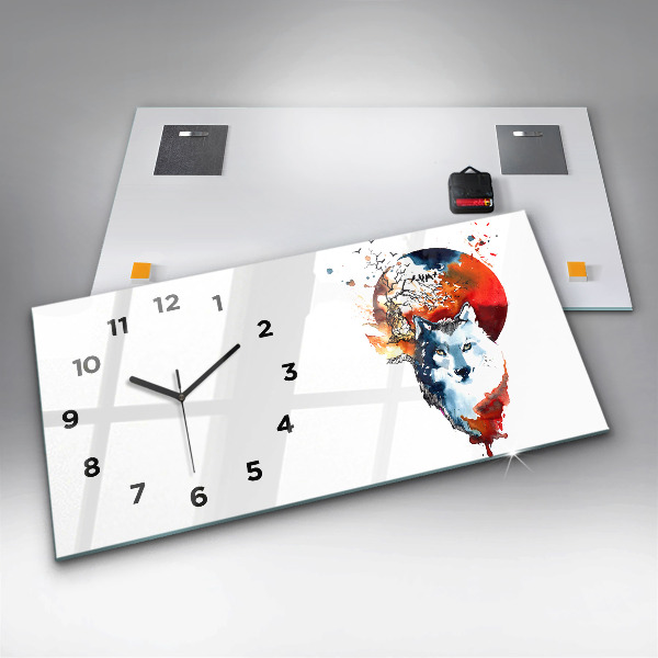 Ceas orizontale de perete din sticlă Vârcolac Lună Plină și Luna