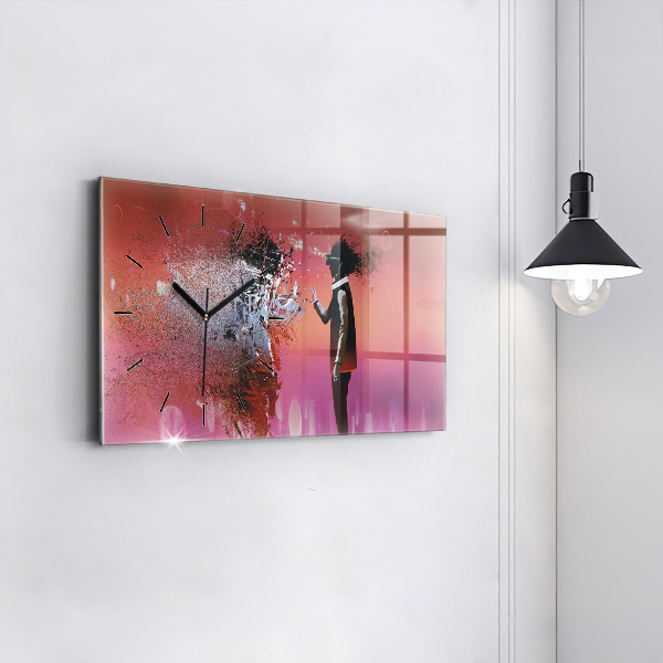 Ceas orizontale de perete din sticlă Ciberspațiul