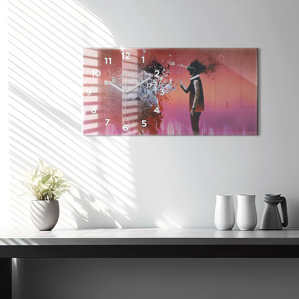 Ceas orizontale de perete din sticlă Ciberspațiul