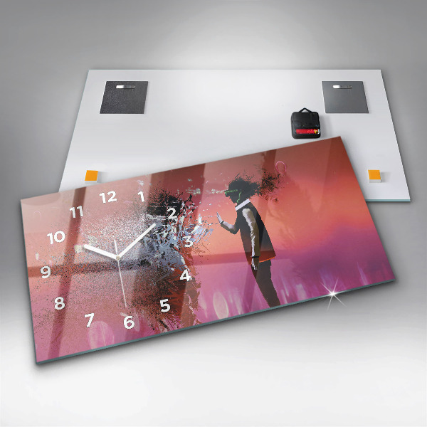 Ceas orizontale de perete din sticlă Ciberspațiul