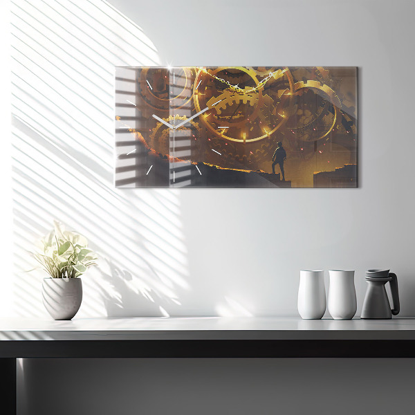 Ceas orizontale de perete din sticlă Timp – Mecanism