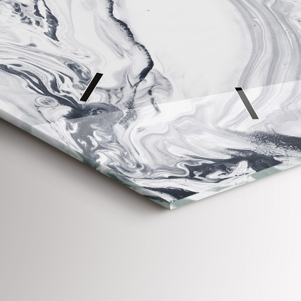 Ceas orizontale de perete din sticlă Marmură cu cerneală abstractă