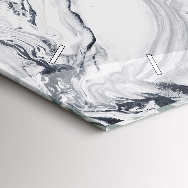 Ceas orizontale de perete din sticlă Marmură cu cerneală abstractă