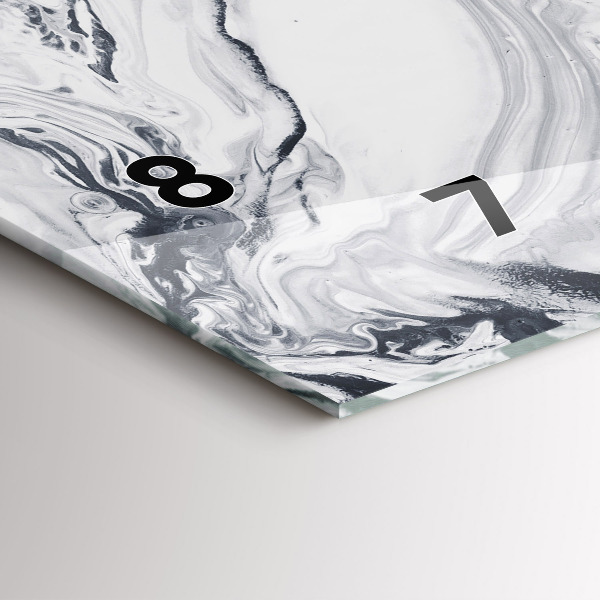 Ceas orizontale de perete din sticlă Marmură cu cerneală abstractă