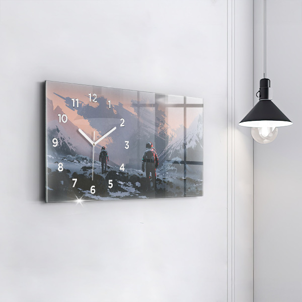 Ceas orizontale de perete din sticlă Astronauții Calea Lactee