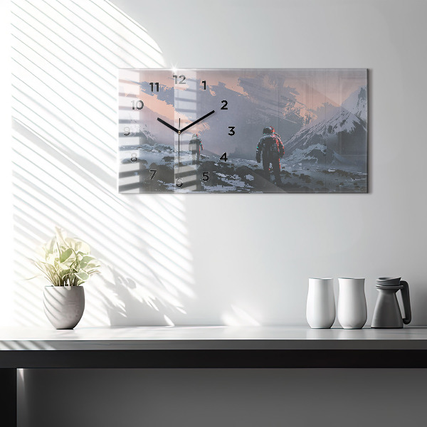 Ceas orizontale de perete din sticlă Astronauții Calea Lactee