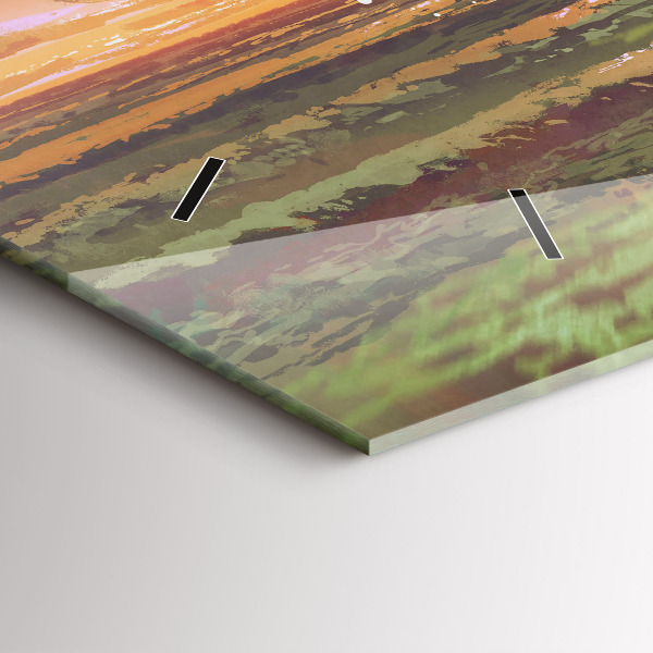 Ceas orizontale de perete din sticlă Concert pe plajă