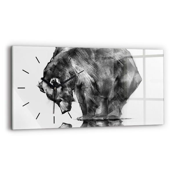 Ceas orizontale de perete din sticlă Urs din desene animate