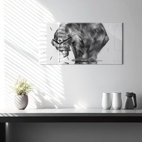 Ceas orizontale de perete din sticlă Urs din desene animate