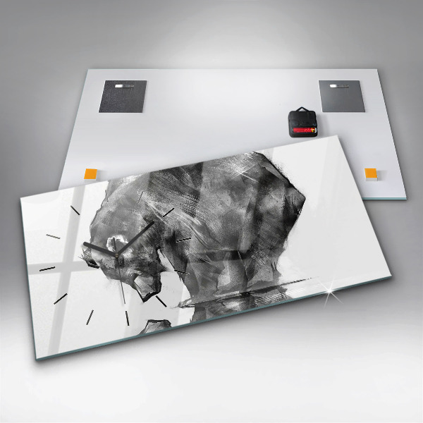 Ceas orizontale de perete din sticlă Urs din desene animate