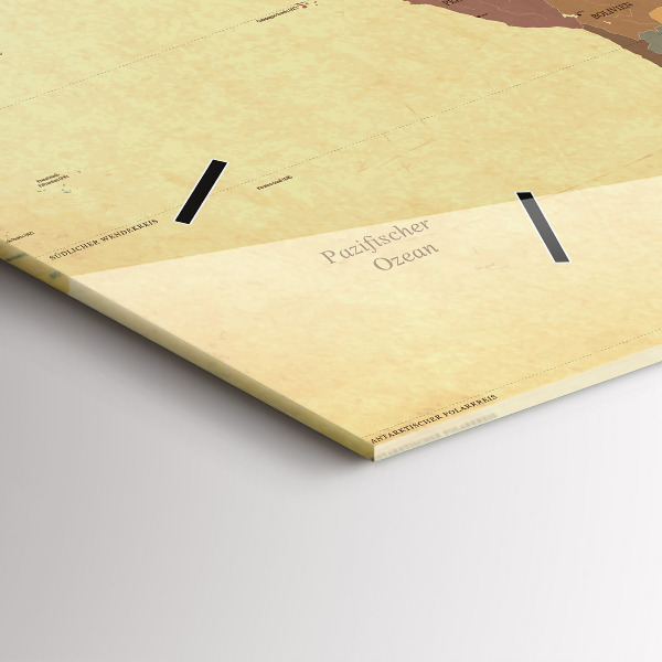 Ceas orizontale de perete din sticlă Harta lumii în stil vintage