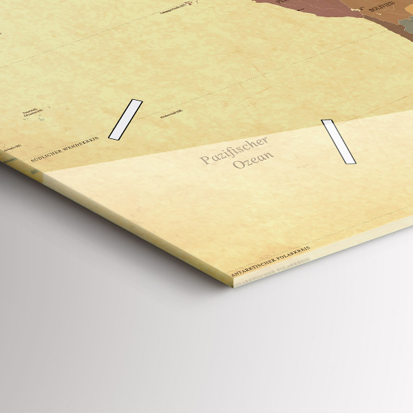 Ceas orizontale de perete din sticlă Harta lumii în stil vintage