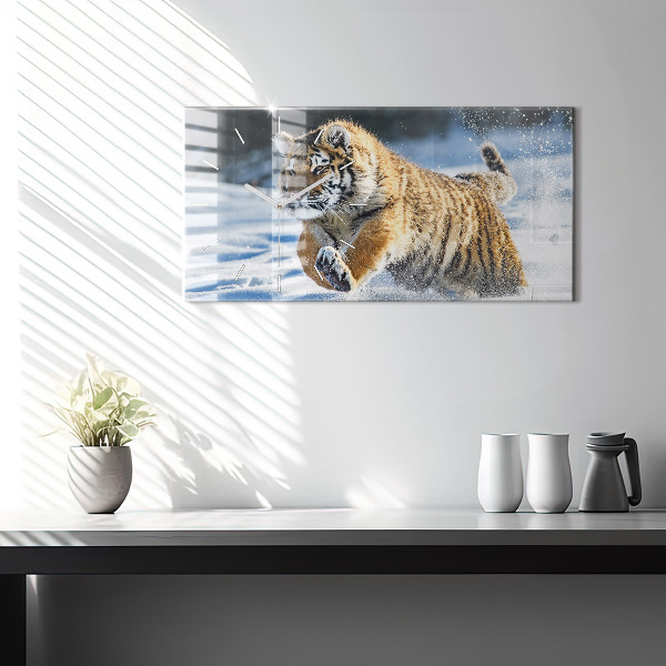 Ceas orizontale de perete din sticlă Un pas curajos înainte