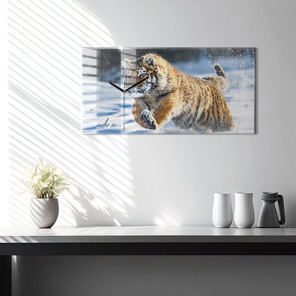 Ceas orizontale de perete din sticlă Un pas curajos înainte