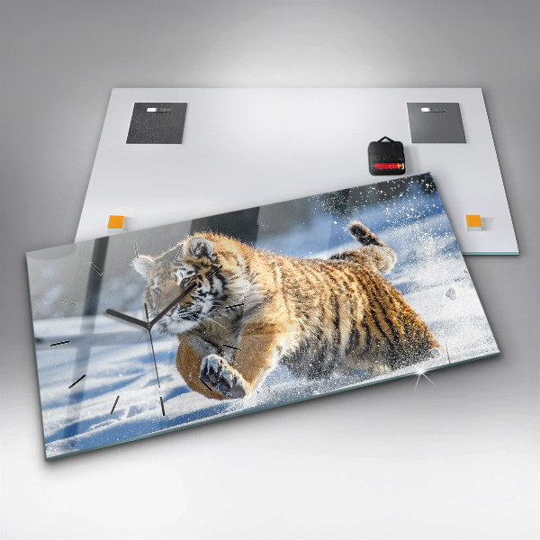 Ceas orizontale de perete din sticlă Un pas curajos înainte