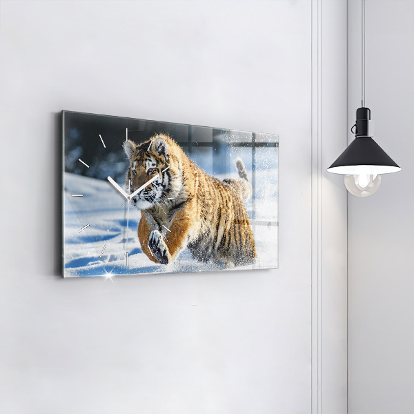 Ceas orizontale de perete din sticlă Un pas curajos înainte