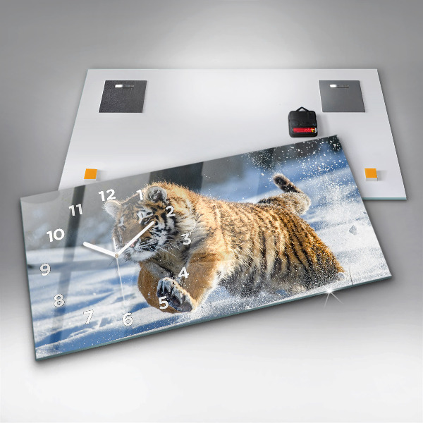 Ceas orizontale de perete din sticlă Un pas curajos înainte