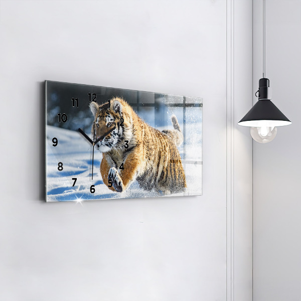 Ceas orizontale de perete din sticlă Un pas curajos înainte