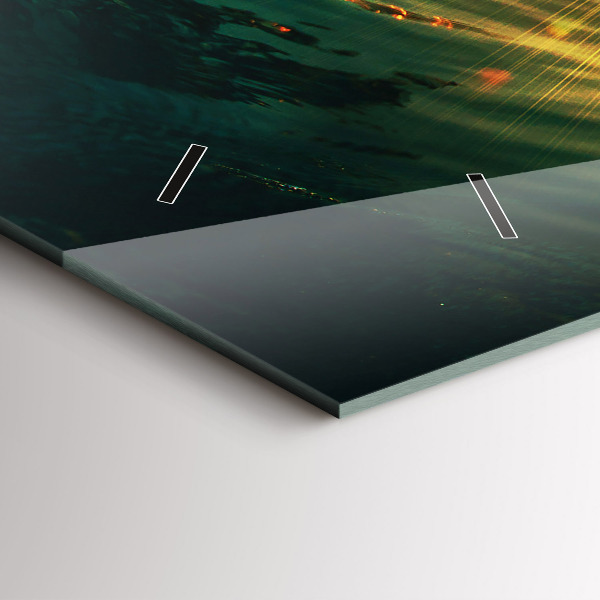 Ceas orizontale de perete din sticlă Perspectiva valurilor apusului