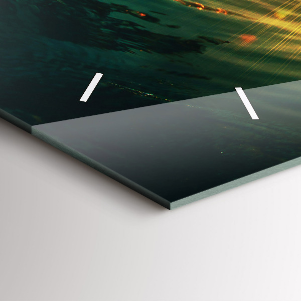 Ceas orizontale de perete din sticlă Perspectiva valurilor apusului