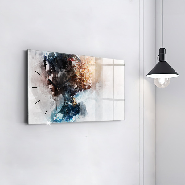 Ceas orizontale de perete din sticlă Trecutul din spatele capului