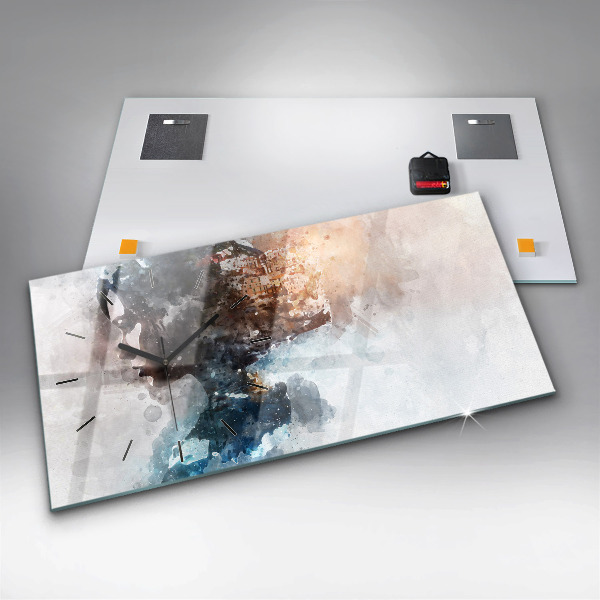 Ceas orizontale de perete din sticlă Trecutul din spatele capului