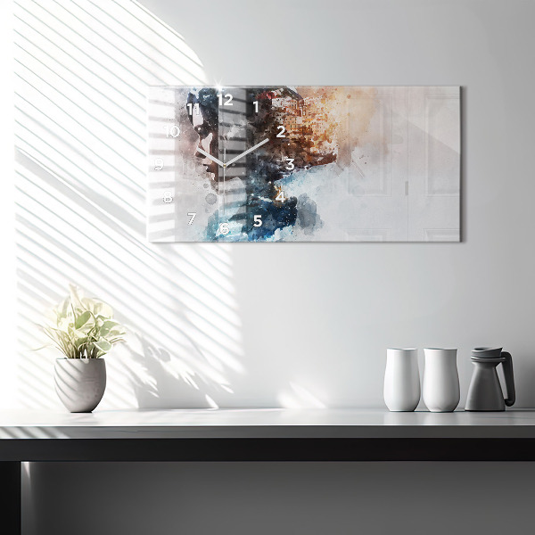 Ceas orizontale de perete din sticlă Trecutul din spatele capului