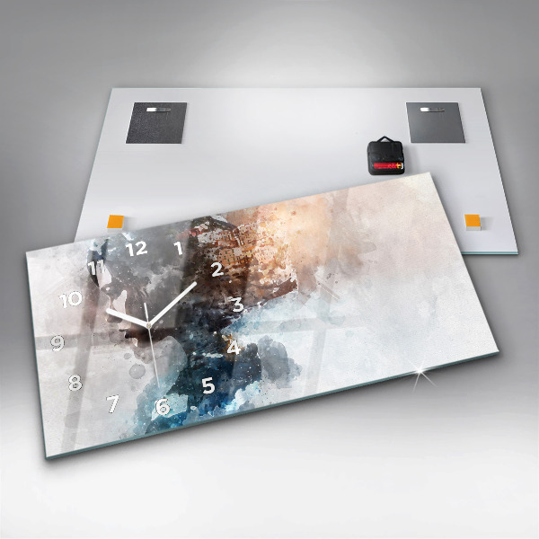 Ceas orizontale de perete din sticlă Trecutul din spatele capului