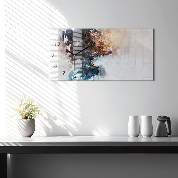 Ceas orizontale de perete din sticlă Trecutul din spatele capului