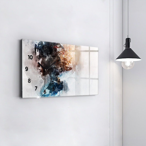 Ceas orizontale de perete din sticlă Trecutul din spatele capului