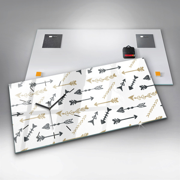 Ceas orizontale de perete din sticlă Model geometric hipster