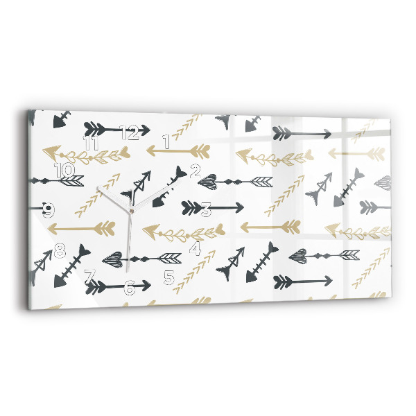 Ceas orizontale de perete din sticlă Model geometric hipster