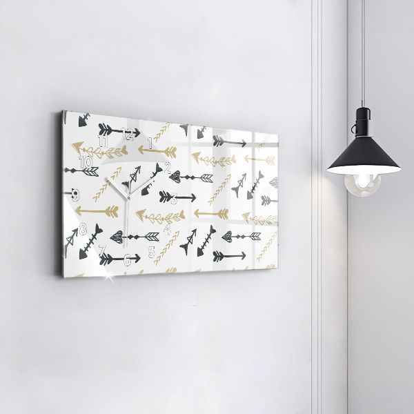 Ceas orizontale de perete din sticlă Model geometric hipster