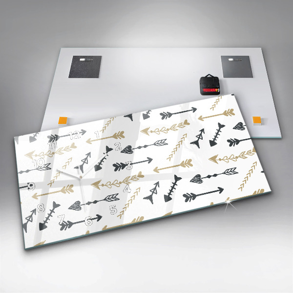 Ceas orizontale de perete din sticlă Model geometric hipster