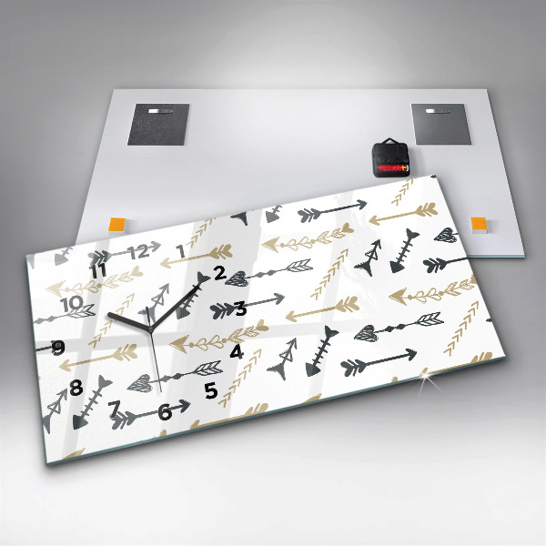 Ceas orizontale de perete din sticlă Model geometric hipster